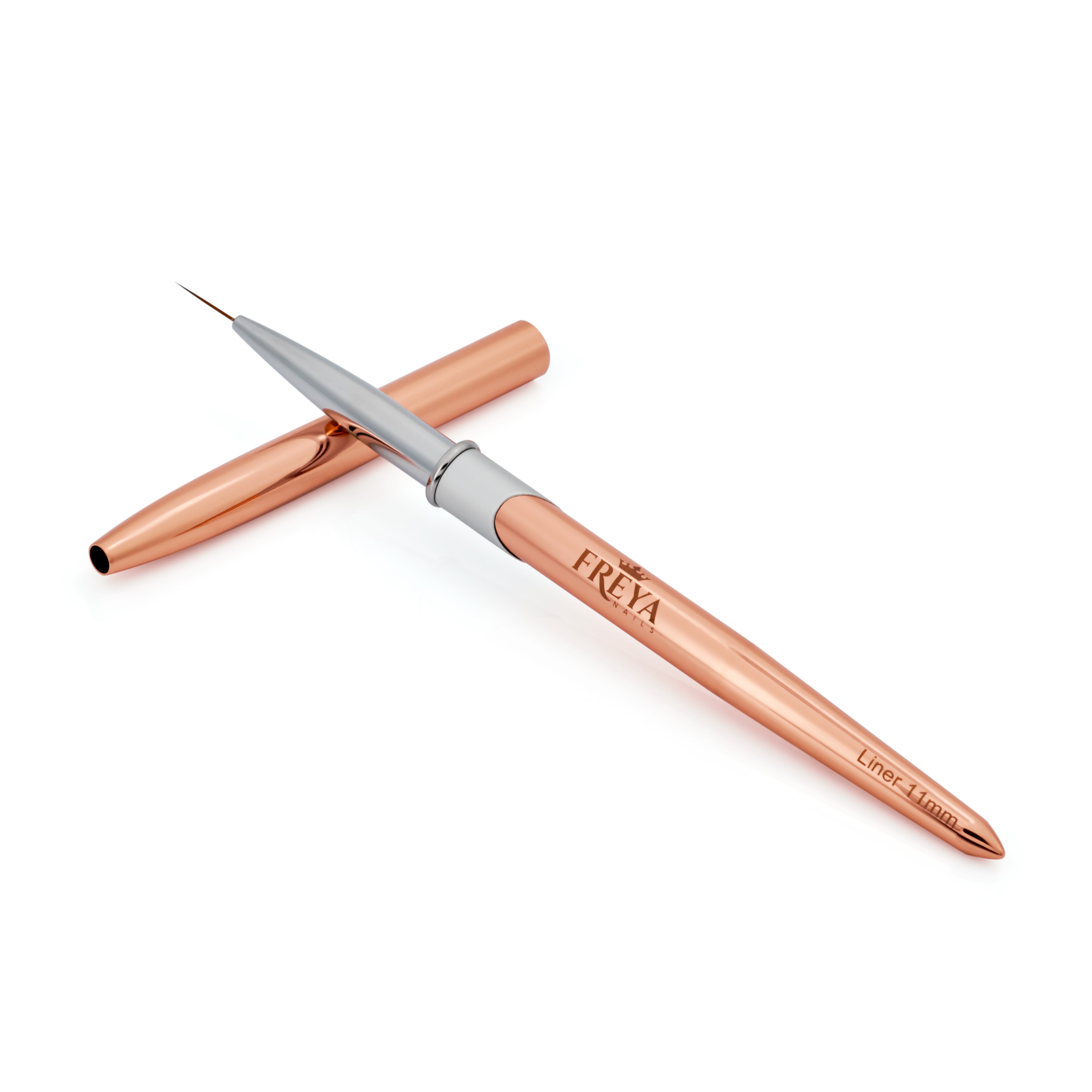 Четка Linear 11mm за маникюр с метална дръжка и капачка от FREYA Nails | професионален инструмент за декорации и TPO free гел лакове