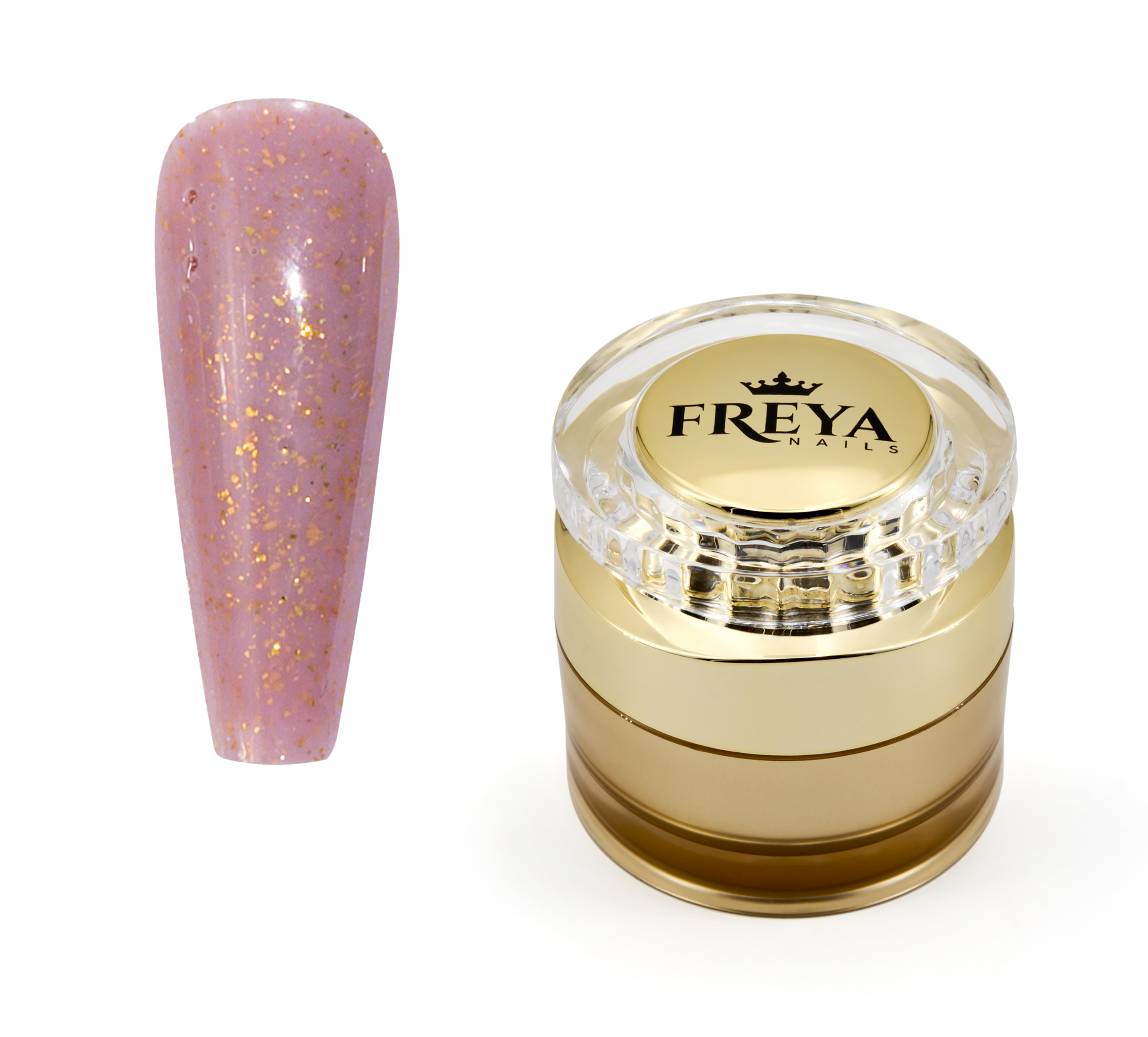 Particles Builder Gel 04 - TPO free гел лак с фини златни частици, маникюр 2025 | Поръчай от FREYA Nails, топ цена