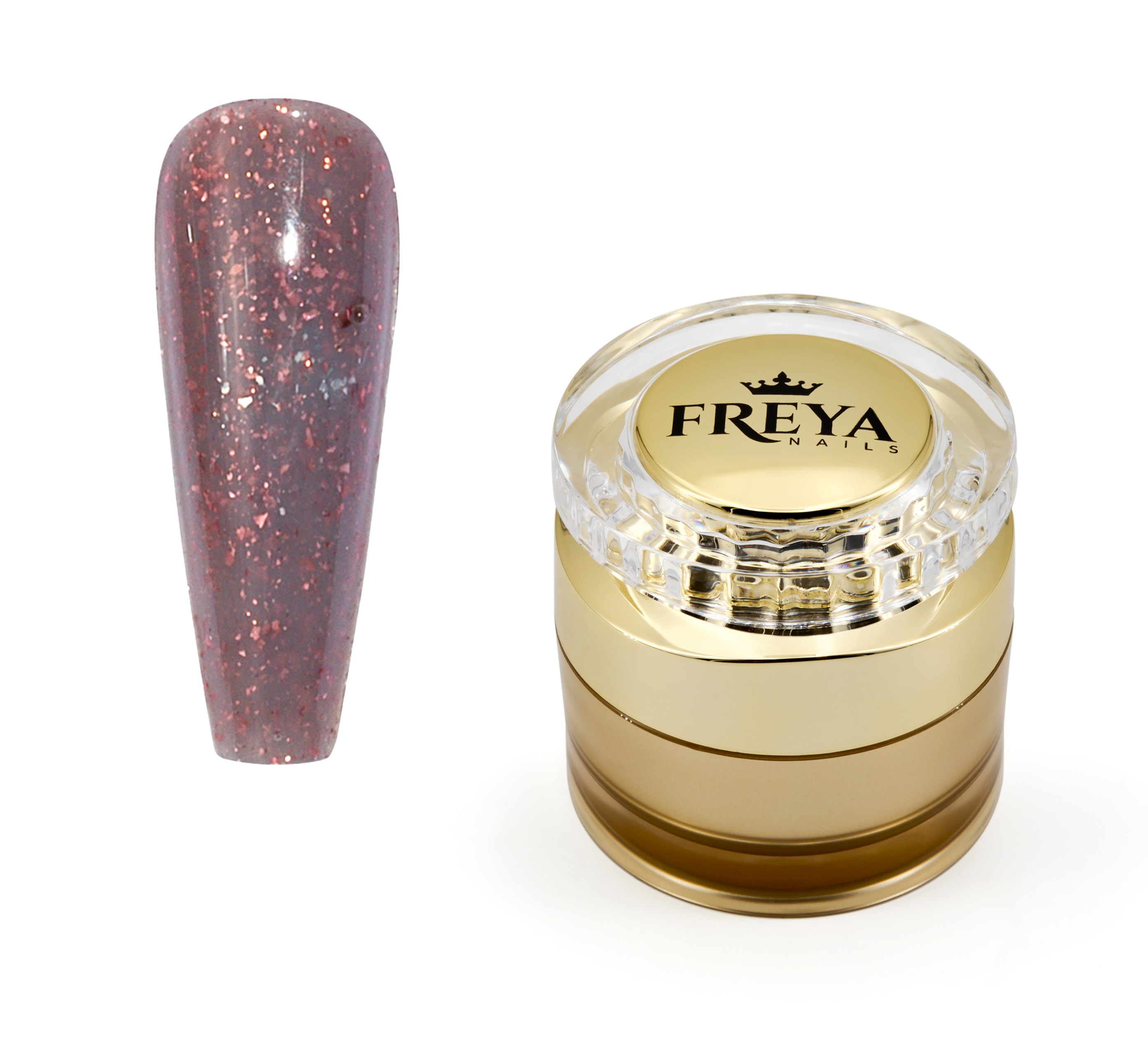 Particles Builder Gel 08 - гел лак без ТПО с златни частици, идеален за изграждане на маникюр. Поръчай от FREYA Nails