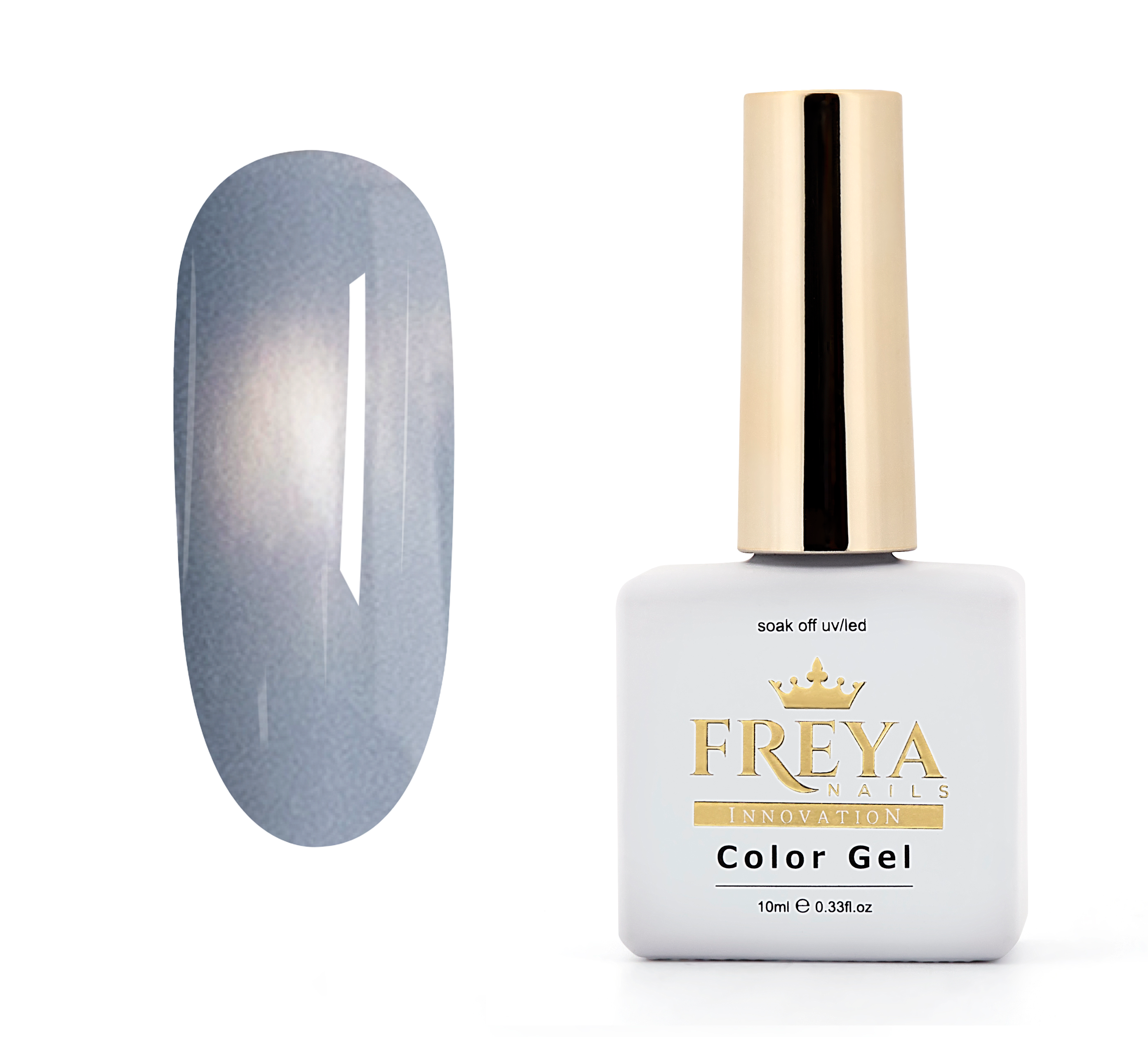 Гел лак Pastel Cat Eye - Arctic Sapphire от Freya Nails, син пастелен гел лак с магнитен ефект.