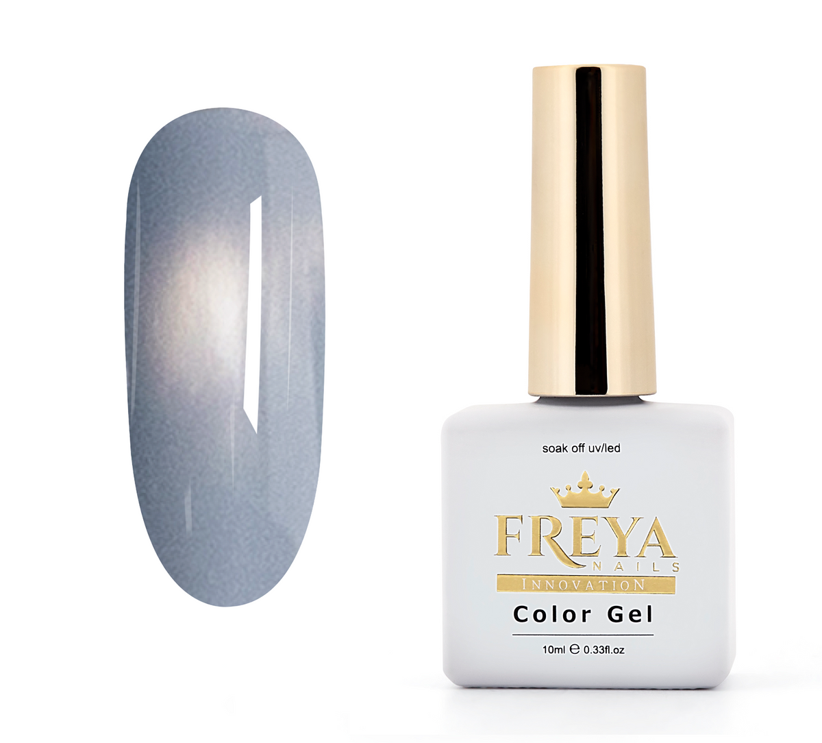 Гел лак Pastel Cat Eye - Arctic Sapphire от Freya Nails, син пастелен гел лак с магнитен ефект.