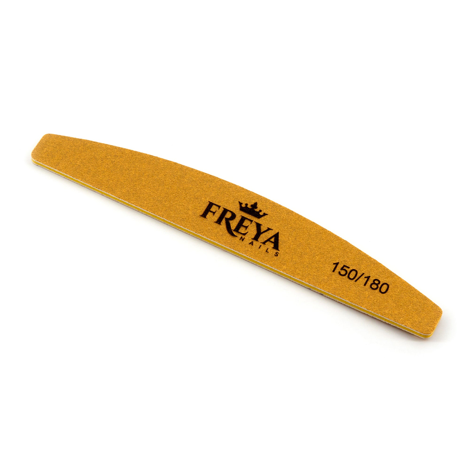 Златна оформяща пила 150/180 FREYA Nails за професионален маникюр. Идеална за гладко изпиляване на нокти.