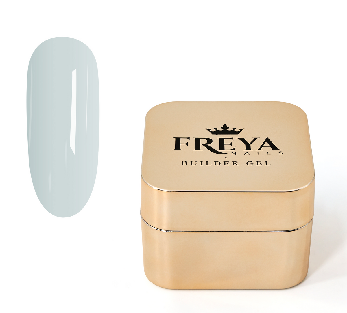 Lemmy Builder Gel 60 - Cloud Dancer in a gold container with a soft blue swatch, ideal for natural nail strengthening and salon lengths.