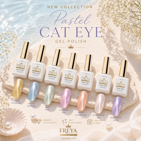 Цяла Колекция Pastel Cat Eye + ПОДАРЪК стикери - новите пастелни гел лакове с ефект Cat Eye.