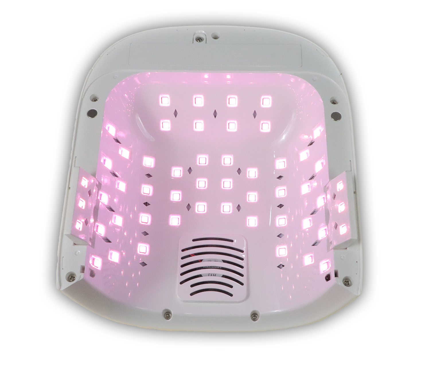 Акумулаторна UV/LED лампа Freya Queen с розова светлина за професионални маникюрни услуги.
