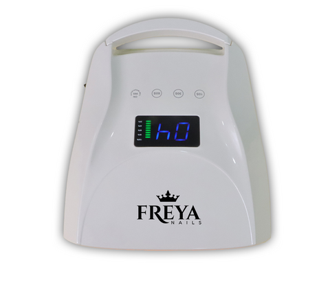 Акумулаторна UV/LED лампа Freya Queen с цифров дисплей и стилен дизайн за професионални маникюристи.
